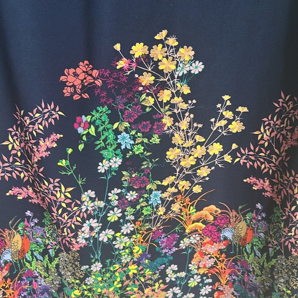 Merona Navy and colorful floral/bird pattern dress size XL - Picture 7 of 8